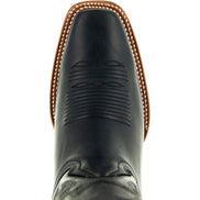 Black Square Toe Leather Cowboy Boots