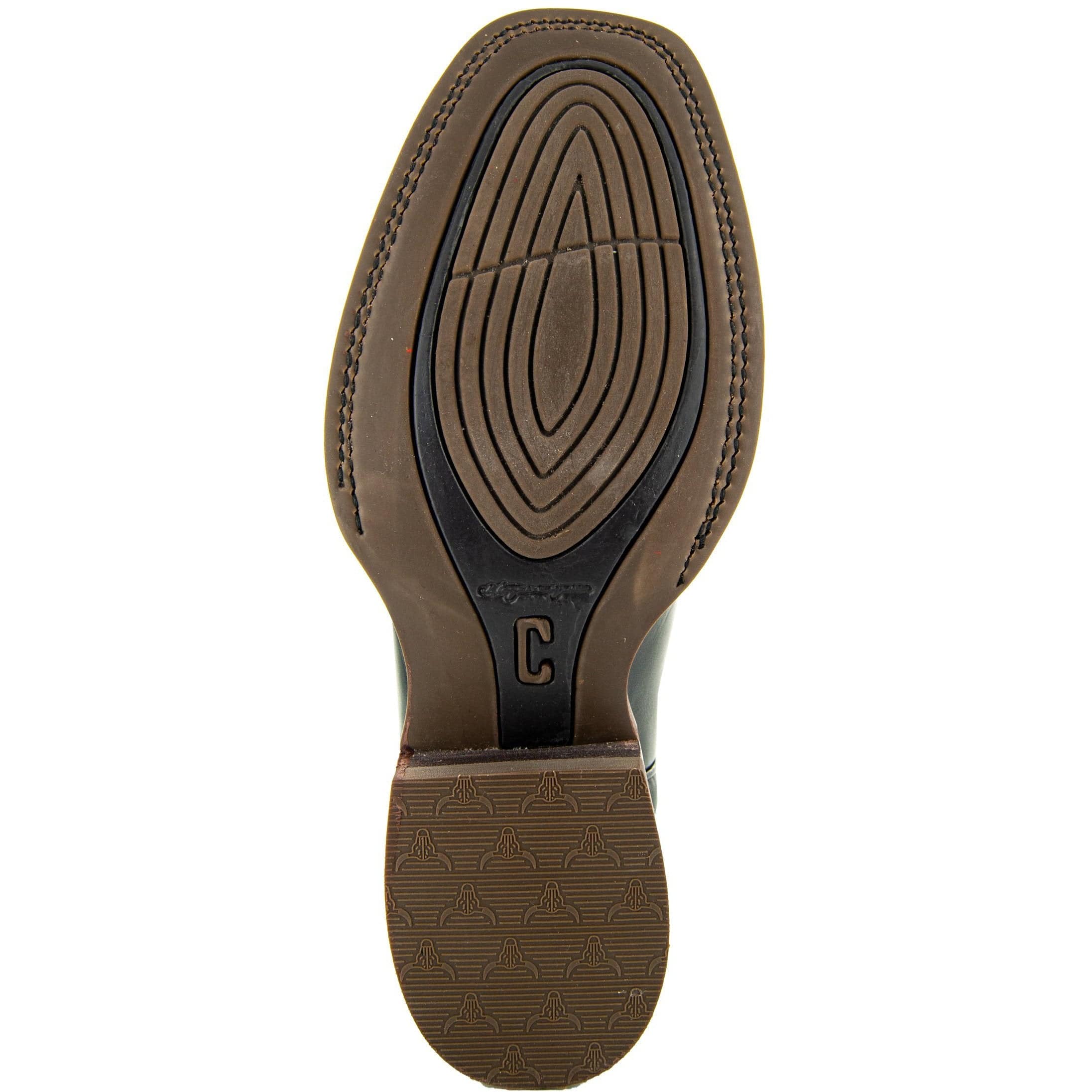 Black Square Toe Leather Cowboy Boots