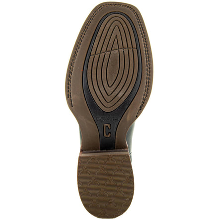 Black Square Toe Leather Cowboy Boots