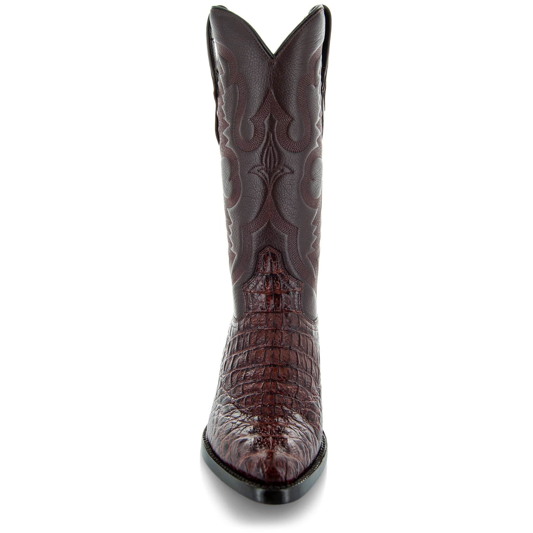 Soto Boots Men's Gator Tail Print Cowboy Boots Cognac