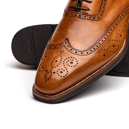 Stephano Wingtip Oxford Camel