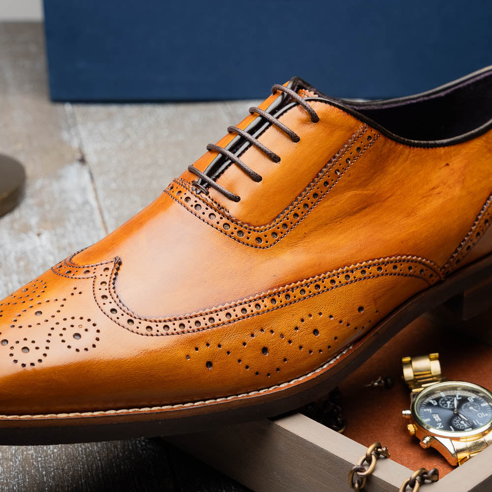 Stephano Wingtip Oxford Camel