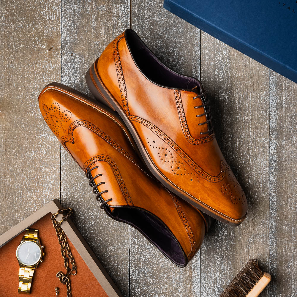 Stephano Wingtip Oxford Camel